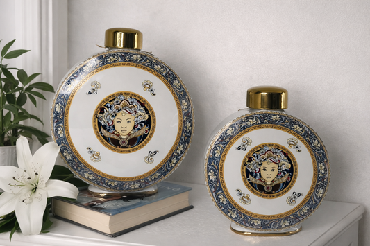 Royal Medusa Porcelain Jar Set with Gold Accents