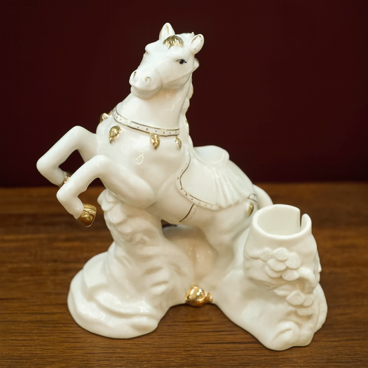White Ceramic Horse Decorative Showpiece